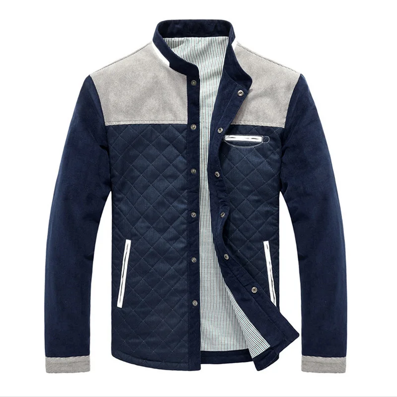 

Men's Jacket Autumn Patchwork Baseball Uniform Slim Casual Coat Single Breasted Simple Coats Male Outerwear Cotton