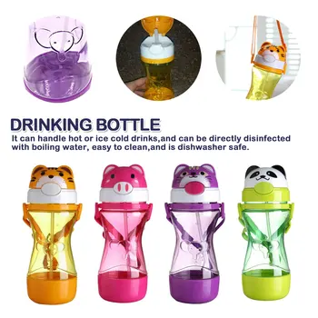 

450ML Baby Cartoon Drink Water Straw Cup Kids Cute Juice Training Bottle Cups Infant Children Learn Drinking Bottles