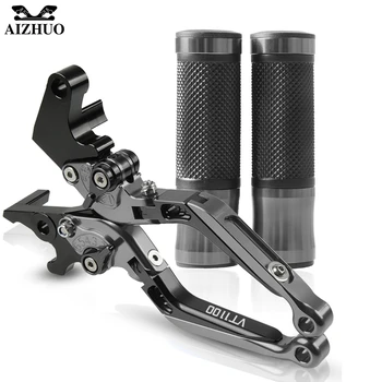 

Motorcycle Extendable Adjustable Brake Clutch Lever+22MM Handle Grips Handlebar For Honda VT1100 VT 1100 1995-2007 2006 2004