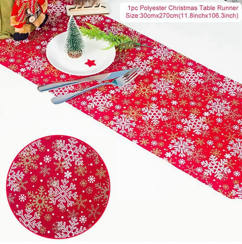 Huiran Linen Christmas Table Runner Elk Snowman Table Flag Merry Christmas Decorations for Home Navidad Happy New Year - Color: khaki