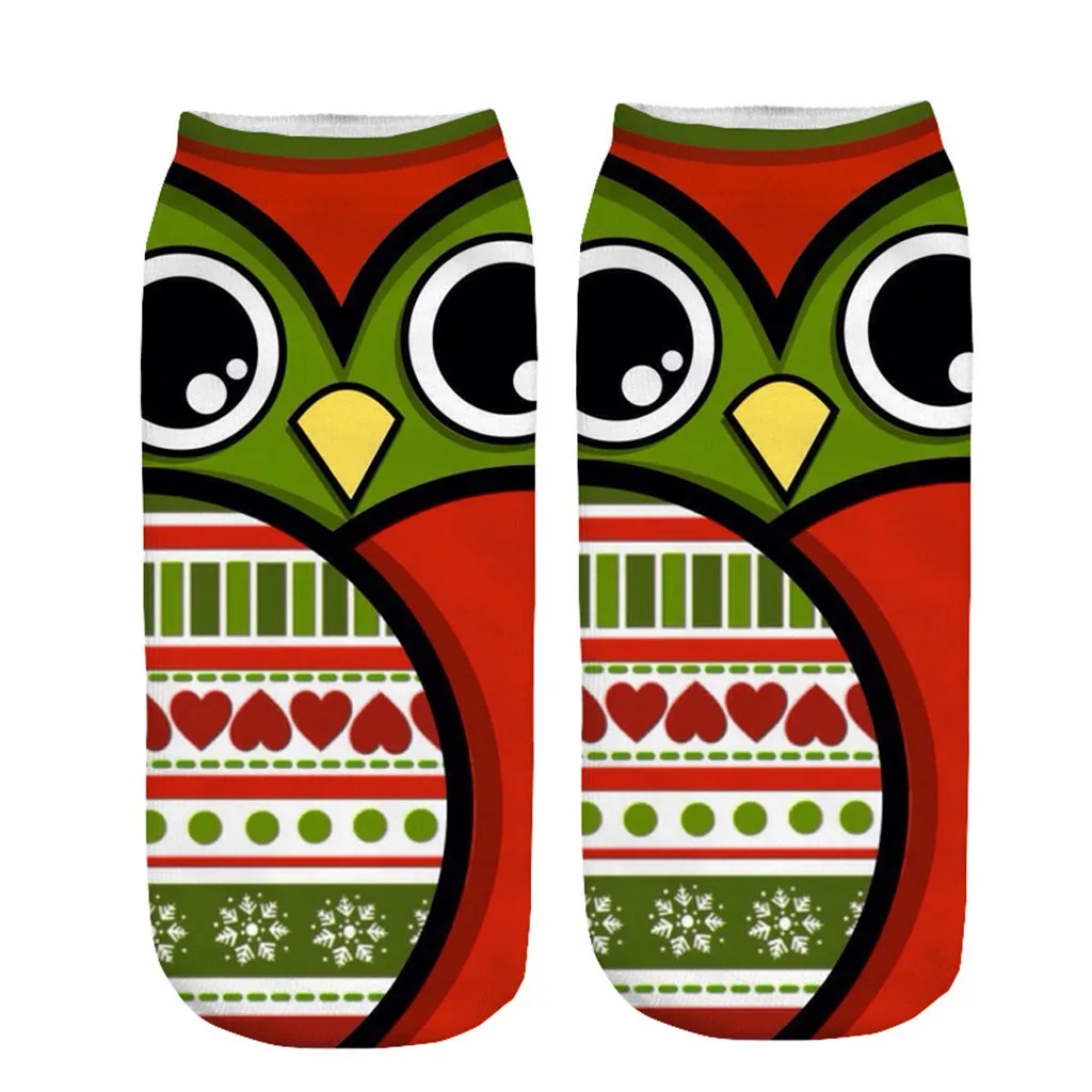Christmas 3D printing women boat socks cute cartoon animal pattern fashion sports office floor socks autumn winter holiday gifts