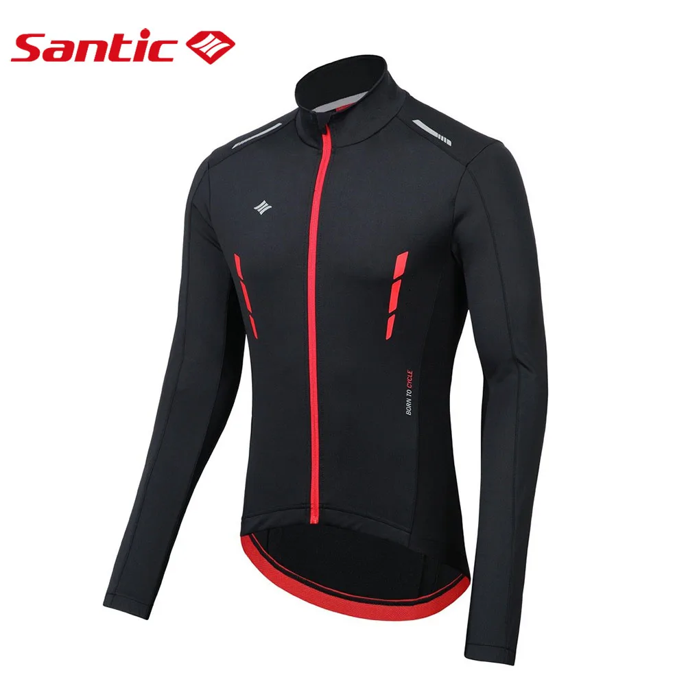 Santic зимние куртки для Для мужчин флис Термальность Светоотражающая куртка MTB