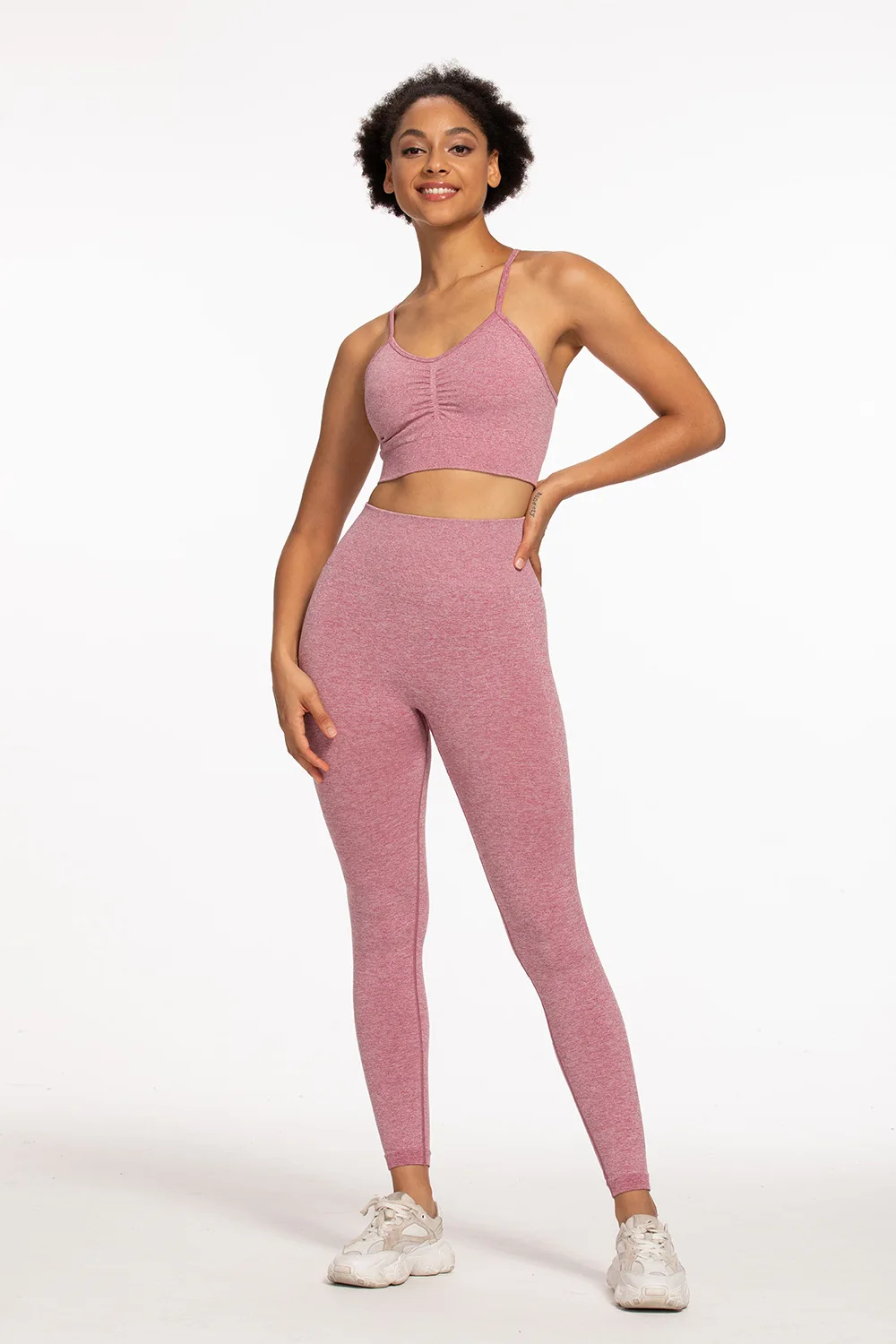 

Seamless Women Jogging Yoga Set High Waist Sport Leggings Crop Padded Top Gym Clothing Fitness Workout Sports Suits