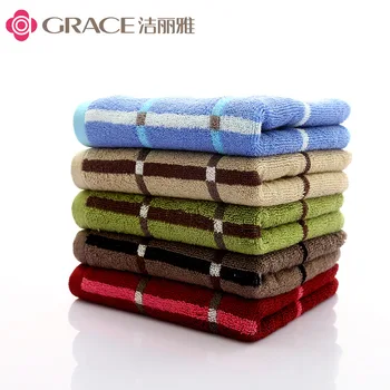 

Grace Pure Cotton Plaid Towels 0114 Home Daily Use Absorbent Don't Shed Adult Face Wash Towel Hotel Towel