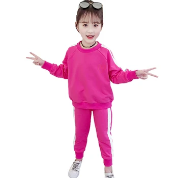 

Kids Sport Clothes Sweatshirt + Pants Clothing For Girls Heart Pattern Clothes Girl Patchwork Kids Tracksuit
