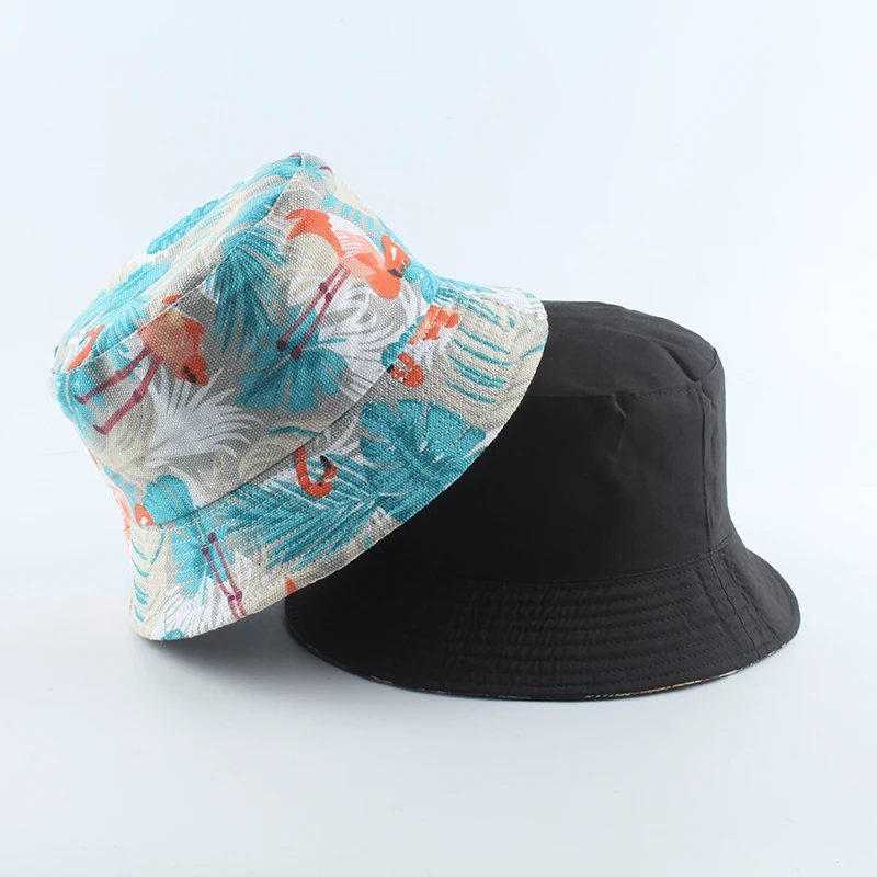 2021 New Fashion Summer Coconut Tree Flower Printed Fisherman Caps Panama  Bucket Hat Reversible Gorro Pescador Men Women