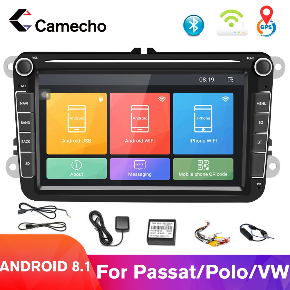 Camecho 8 дюймов Android 1 автомобильные радиостанции GPS MP5 мультимедийный плеер для