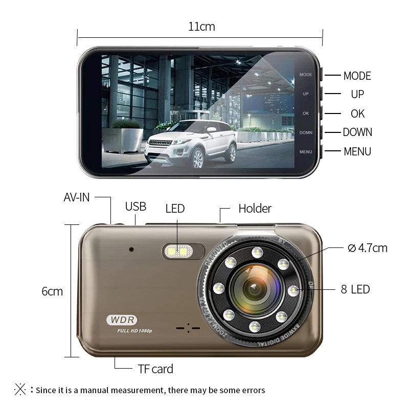 E ACE B39 4 дюймовый автомобильный видеорегистратор FHD 1080P с камерой заднего вида