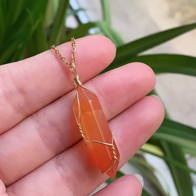 Orange Pink Spinel Faceted Oval Crystal Gemstone Wire Wrap Necklace –  IlluminationDesigns