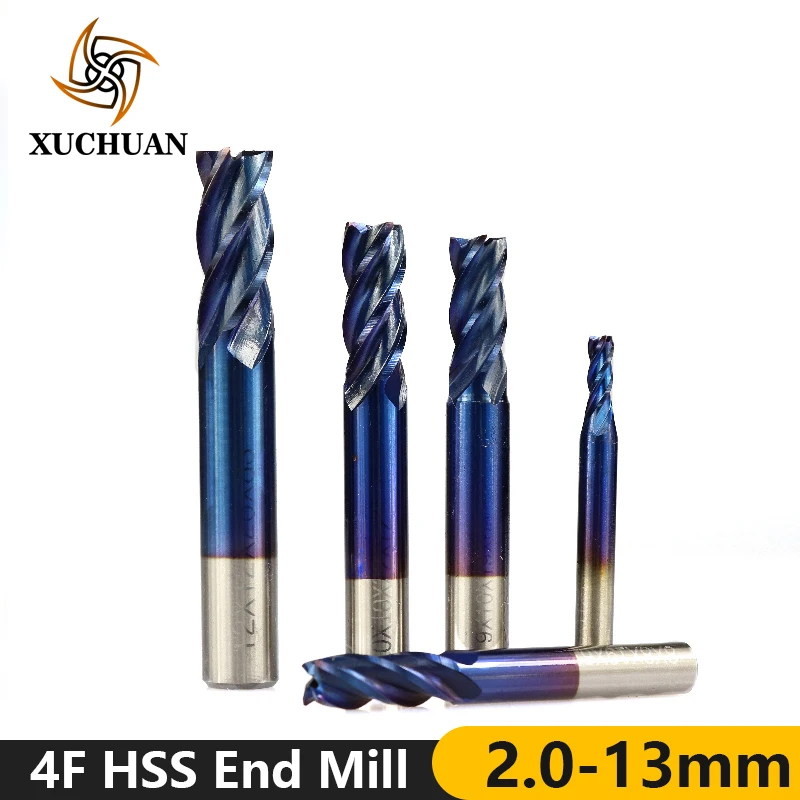 

1pc HSS End Mill Nano Blue Coated Straight Shank Engraving Bit Router Bit CNC End Milling Cutter