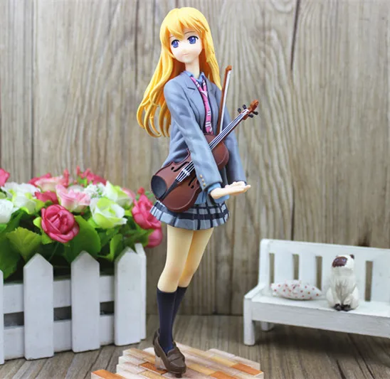 Новое поступление Аниме ваша лежа в апреле Kaori Miyazono скрипка Униформа Ver мультфильм кукла ПВХ фигурка Коллекционная модель игрушки подарок - Цвет: A No color box