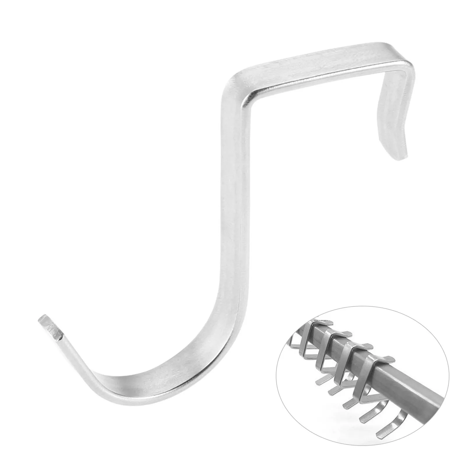 Stainless Steel Square Tube S-shaped Hook Shelf Flat Hook Punch-free  Multi-purpose Kitchen Bathroom Door Storage Rack - Door Hooks - AliExpress