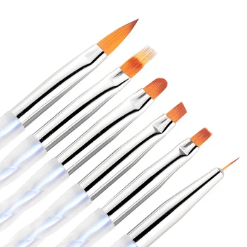 

New Paintbrush Nail Art Paint Brush Draw Pen Different Design Nib 6pcs/set Transparent Acrylic Handle Watercolor Nail Brush Pen
