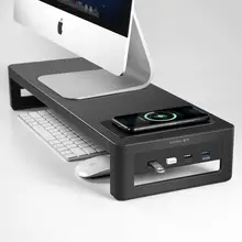 VAYDEER Monitor Stand Riser con Hub usb 3.0 supporto trasferimento dati e ricarica Organizer da scrivania in acciaio per Computer portatile