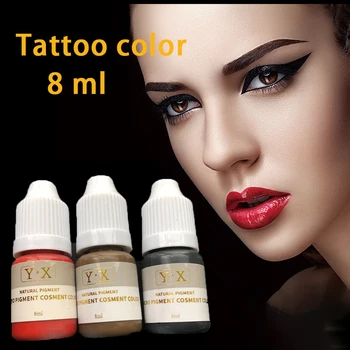 

Semi Permanent Makeup Eyebrow Inks Lips Eye Line Tattoo Color Microblading Pigment Eyebrow 3Color 8ml Tattoo Body Art Color Inks