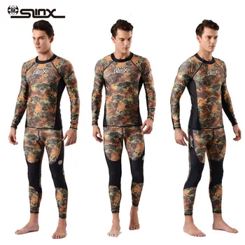 

Men's Two Piece Quick Dry Rash Guards Camo Compression Long Sleeve Tight Fit Base Layer Athletic Sports T-Shirts Tops & Bottoms