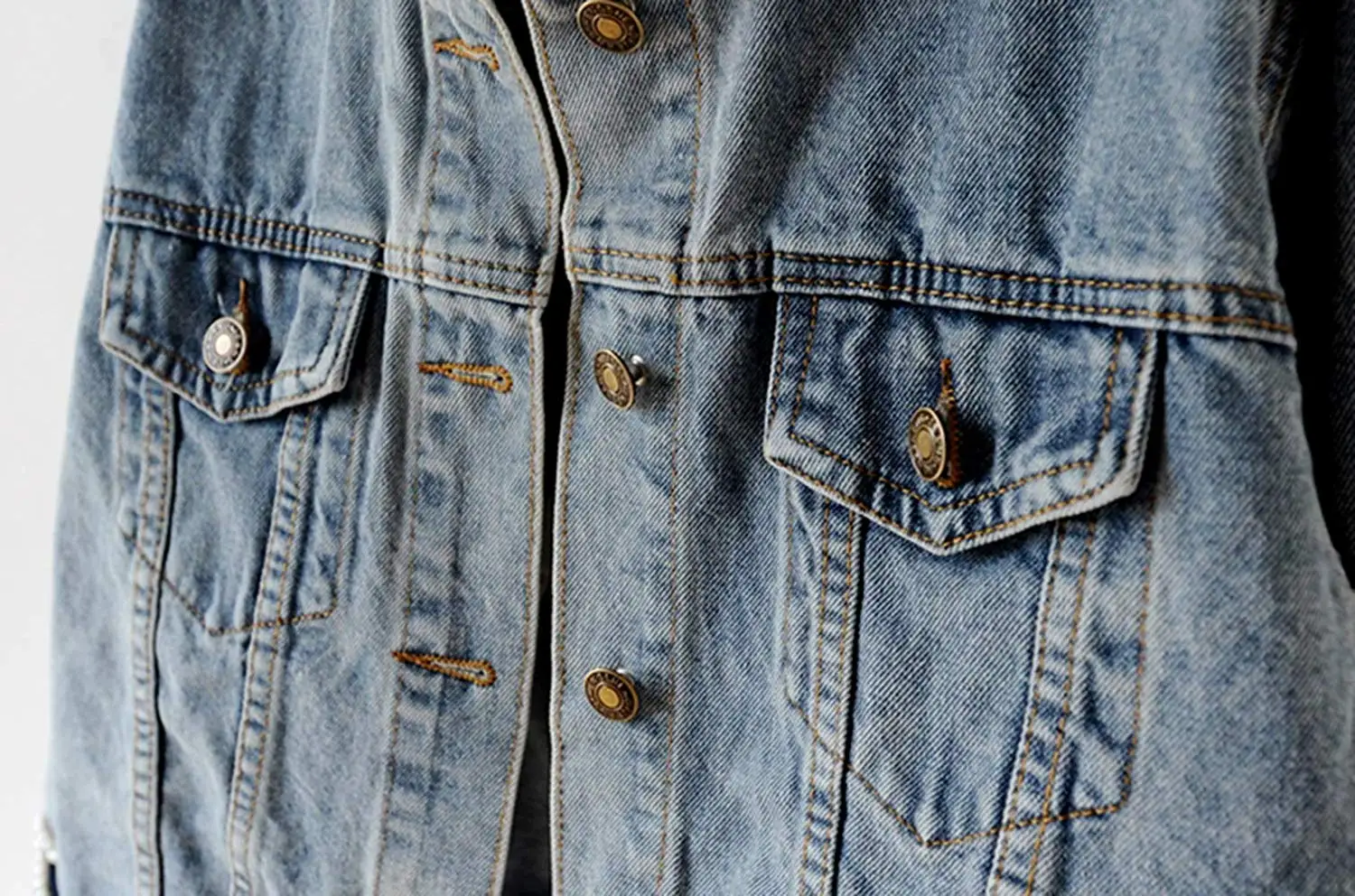 wonderful  Women's Star Embroidered Rivet Pearl Denim Jacket Coat