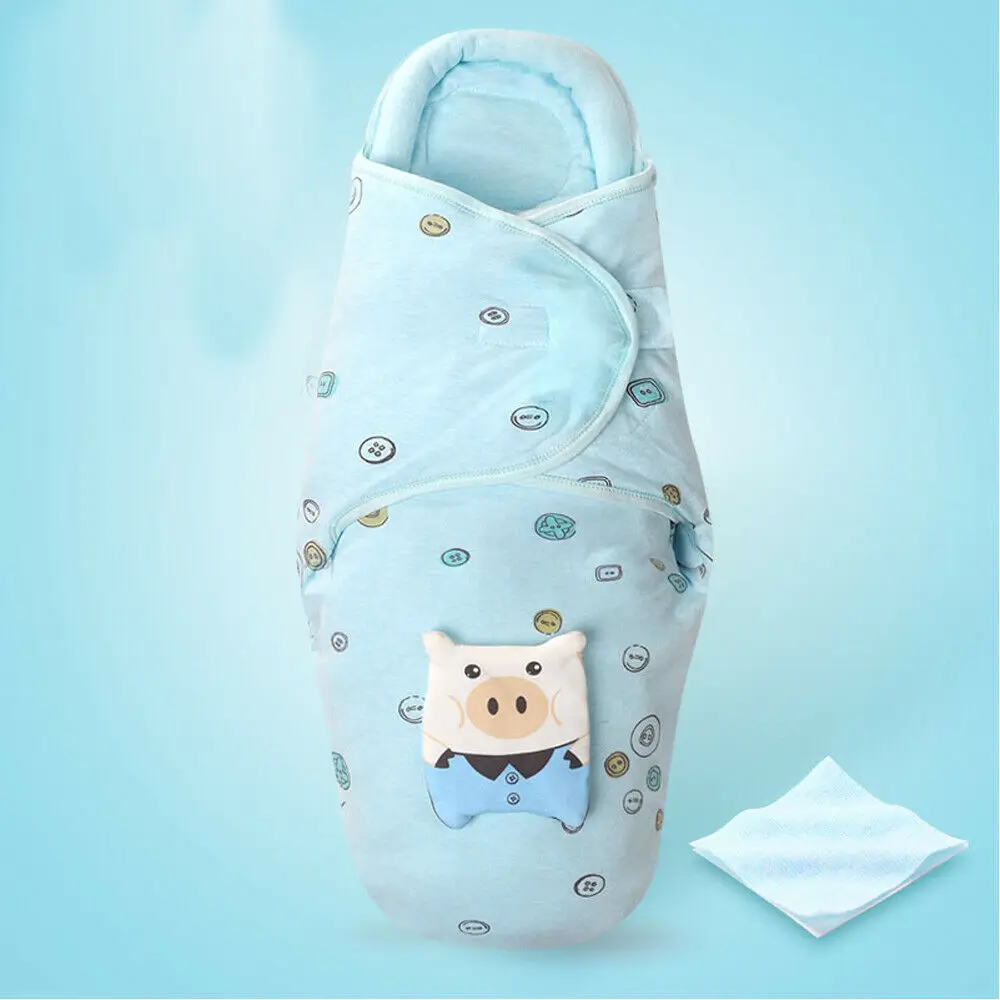 Blue Pig Мягкий, для новорожденного ребенка мальчик девочка хлопок Пеленальное Одеяло защитный спальный мешок - Цвет: Blue Pig