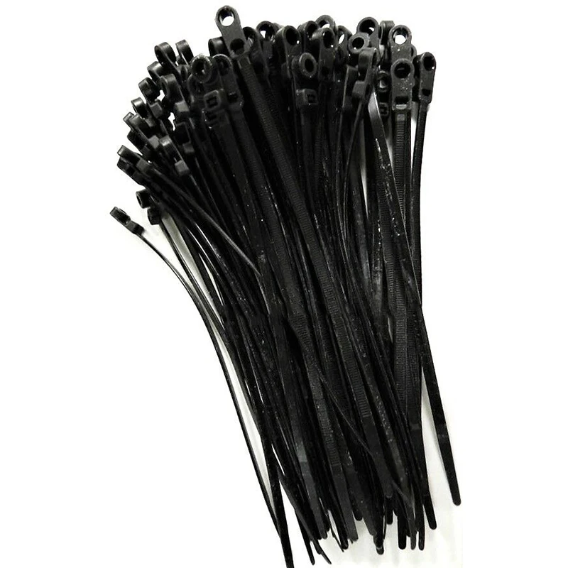 

100 PCS Pack 8 Inch Black Network Cable Cord Wire Tie Strap 50 Lbs Zip Nylon