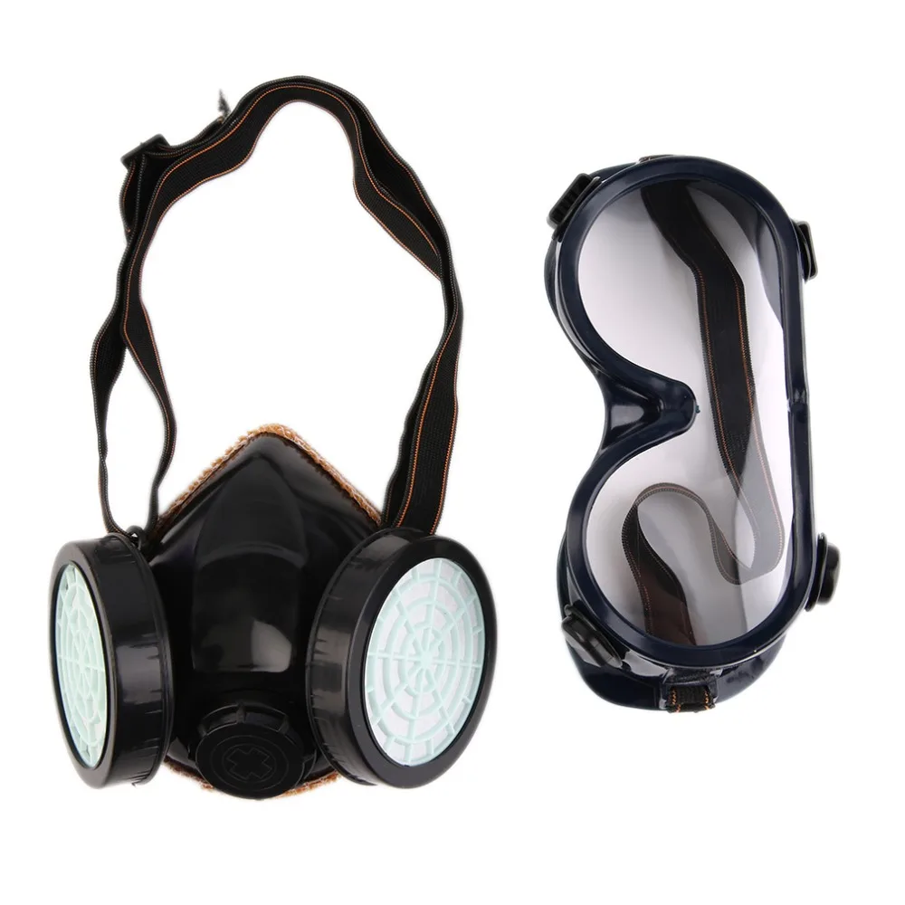 Новая полумаска для лица противогаз с анти-туман очки N95 маска от химической Пыли Фильтр дыхательные респираторы для окрашивания спрей сварка