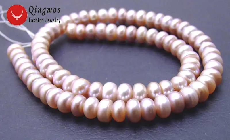 

Qingmos 7-8mm Flat Round Natural Freshwater Purple Pearl Loose Beads for Jewelry Making DIY Necklace Bracelet Earring Strand 14"