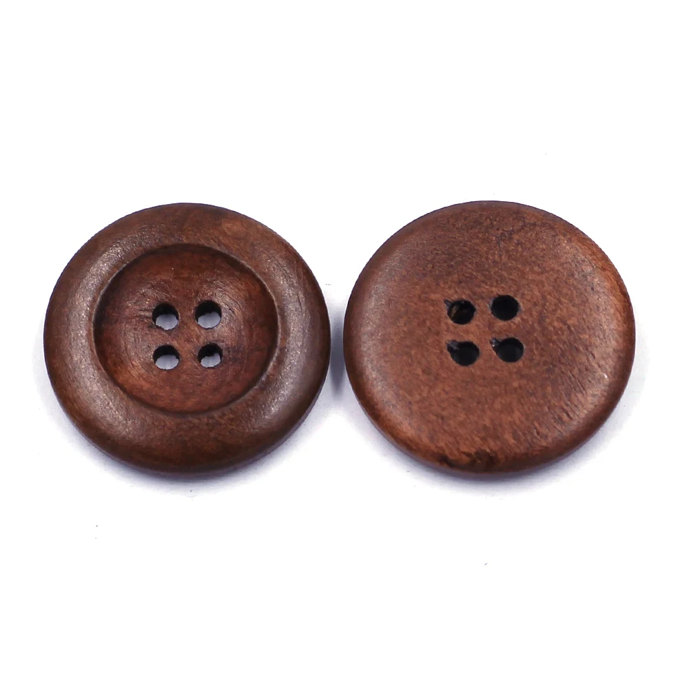 Coffee Round 4 Holes Flatback Wood Sewing Buttons Wooden Crafts Clothes Coat Scrapbooking DIY Making Findings 25mm | Дом и сад