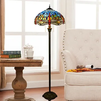 

European Mediterranean after guti tiffany stained glass sitting room dining-room floor lamp 40 blue dragonfly art