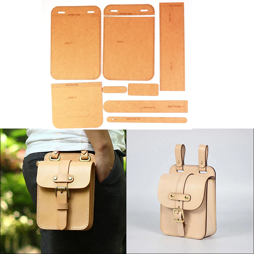 

diy Leather kraft waist sewing pattern for pocket holder diy handmade craft size 20x13x6cm