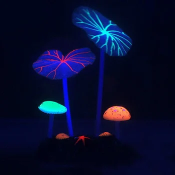 

Leaf Mushroom Aquarium Glowing Luminous Simulation Decor Floating Silicon Decoration Fish Tank Coral