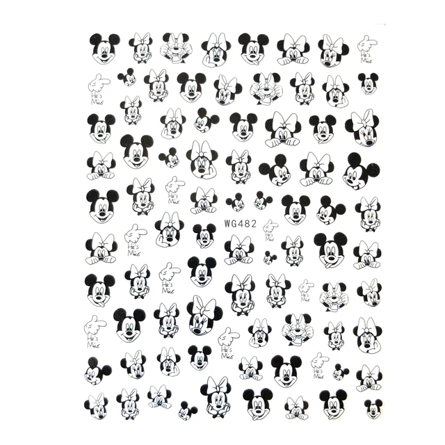 1PCS Disney Cartoon Anime Collection Star Design Nail Sticker Mickey Mouse Donald Duck Lion King Mermaid Stitch Nail Slider WG482