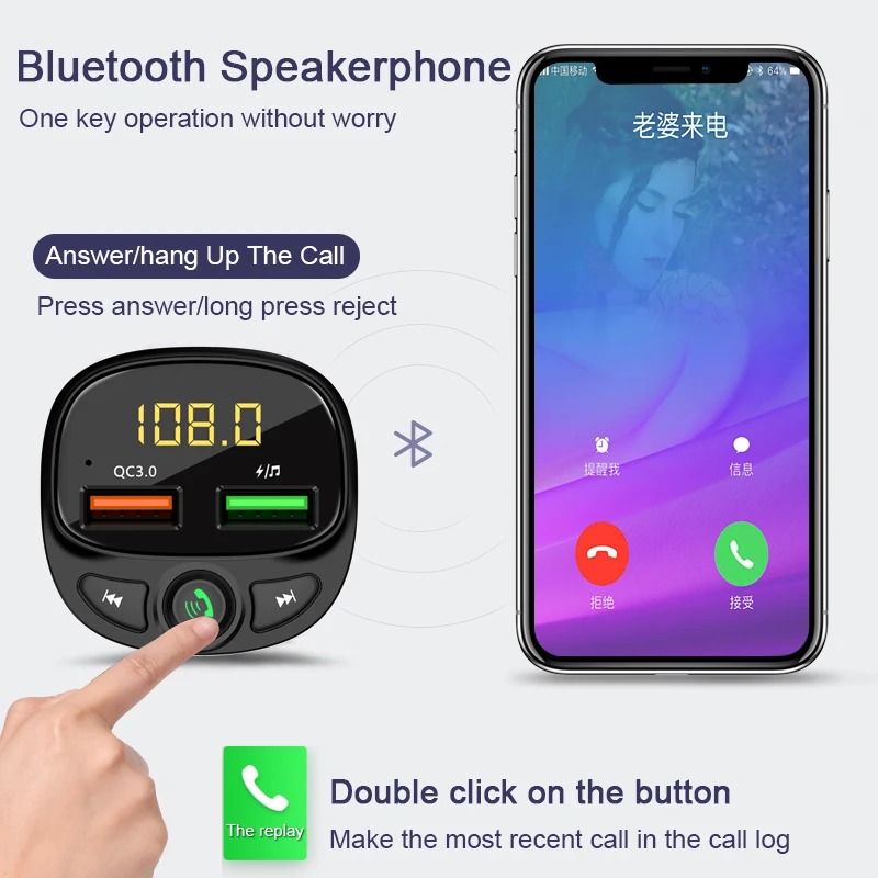 SRUIK fm-передатчик Bluetooth для автомобиля Быстрая зарядка 3,0 fm-модулятор автомобильное usb-устройство для зарядки телефона автомобильный комплект Hands-Free TF карта музыкальный плеер