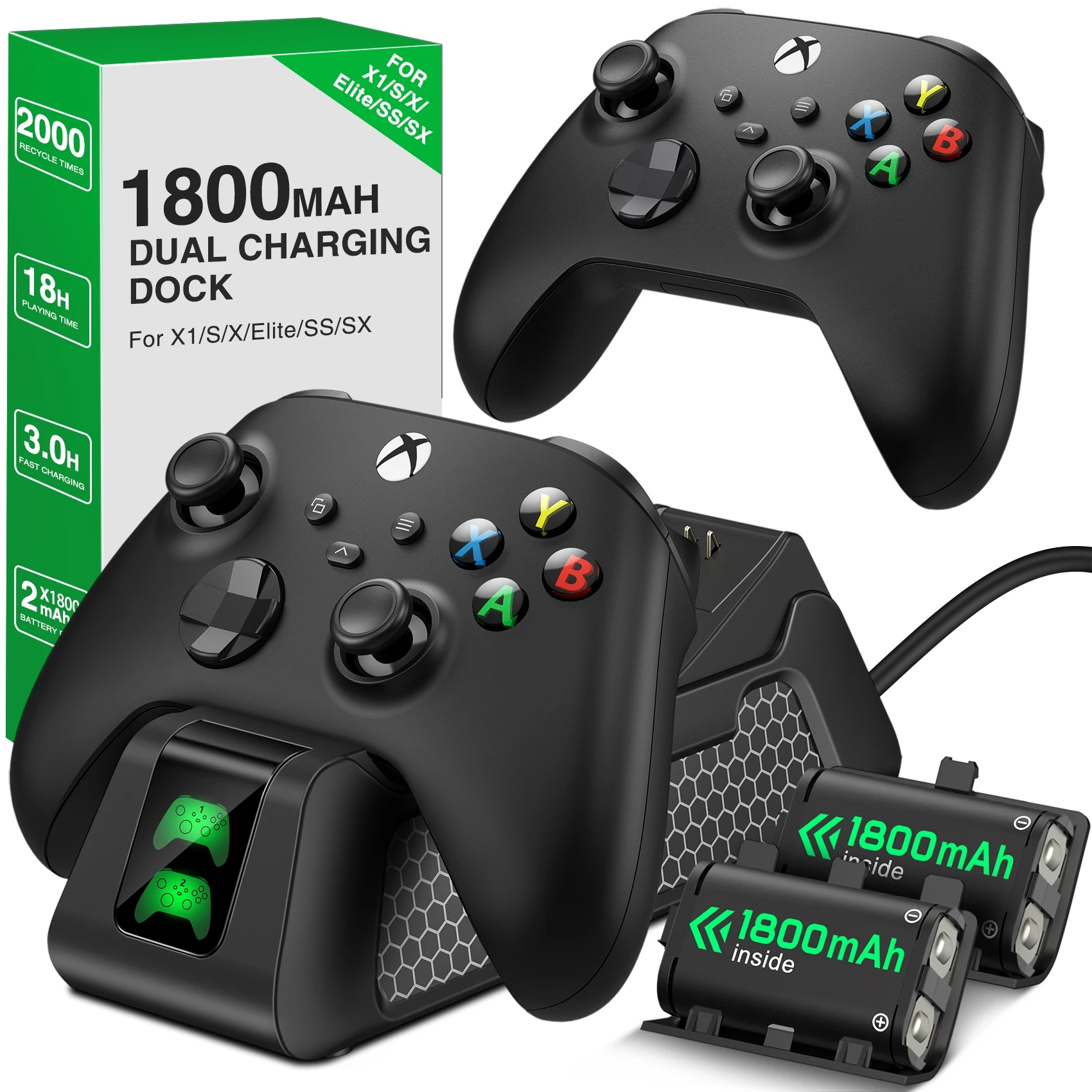 Зарядная док-станция для контроллеров Xbox серии X/Xbox S зарядное устройство с 2 шт.