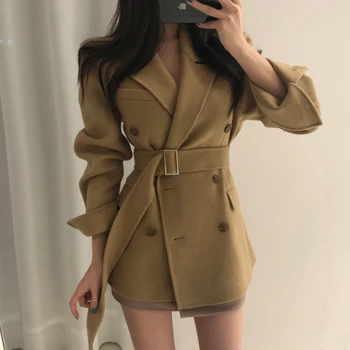 

Genayooa Vintage Women Blazers And Jackets Black Double Breasted White Blazer Women High Quality Woman Jackets Winter 2019