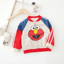 Детская одежда; поколение полных г.; детская бейсбольная форма контрастного цвета в Корейском стиле на молнии с мультяшным принтом