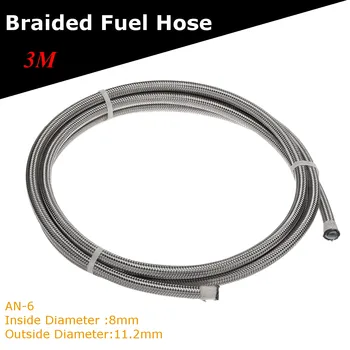 

3M Silver Stainless Braided Pipe Gas Oil/Fuel Coolant Hose Line Cooler Pipe Tube AN6