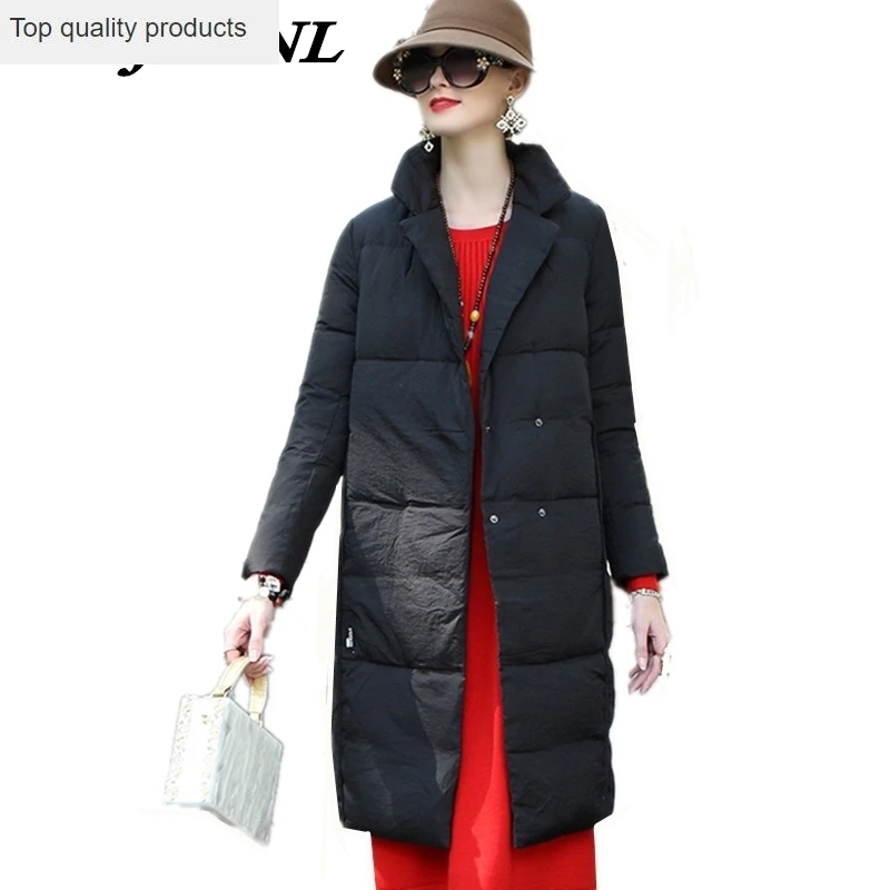 2020 Women Winter Down Coat Loose Large Size Solid Long Jacket Temperament Thicken Fashion Warm Outerwear CW067 |