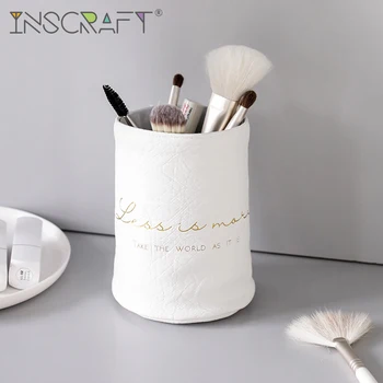 

Multifunctional PU Leather Makeup Brush Holder Make up Brush Bags Desktop Cosmetic Storage Bag Toiletry Bucket
