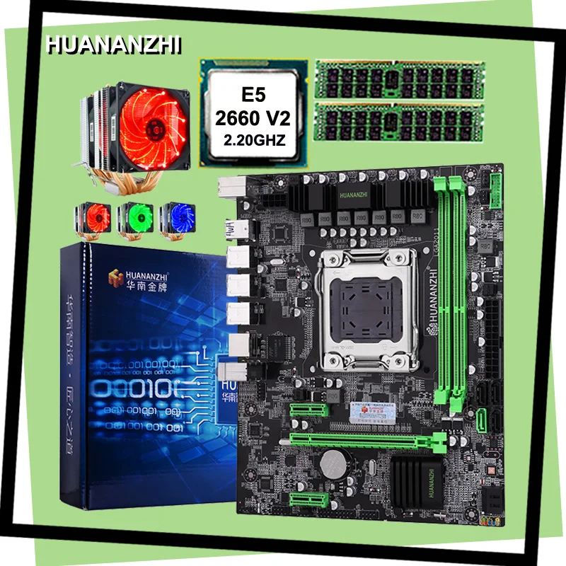 Best Price Building perfect computer HUANANZHI X79 motherboard CPU Xeon E5 2660 V2 with 6 heatpipes cooler RAM 8G(2*4G) DDR3 REG ECC