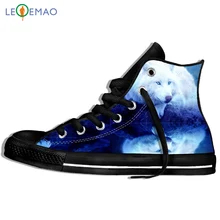 Уличная прогулочная обувь мужская спортивная обувь на плоской подошве с рисунком Белого Волка на шнуровке удобные студенческие кроссовки на шнуровке