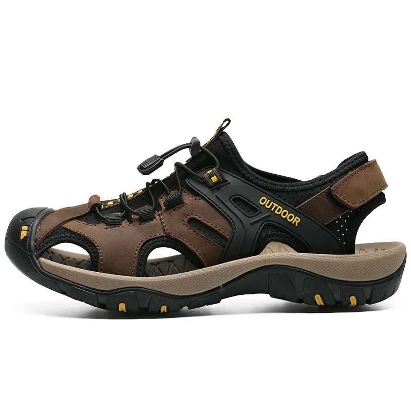 Brand Men's Sandals Summer Genuine Leather Roman Male Beach Sandals Outdoor Slippers Walking Male Soft Sole Casual Shoes 38-48