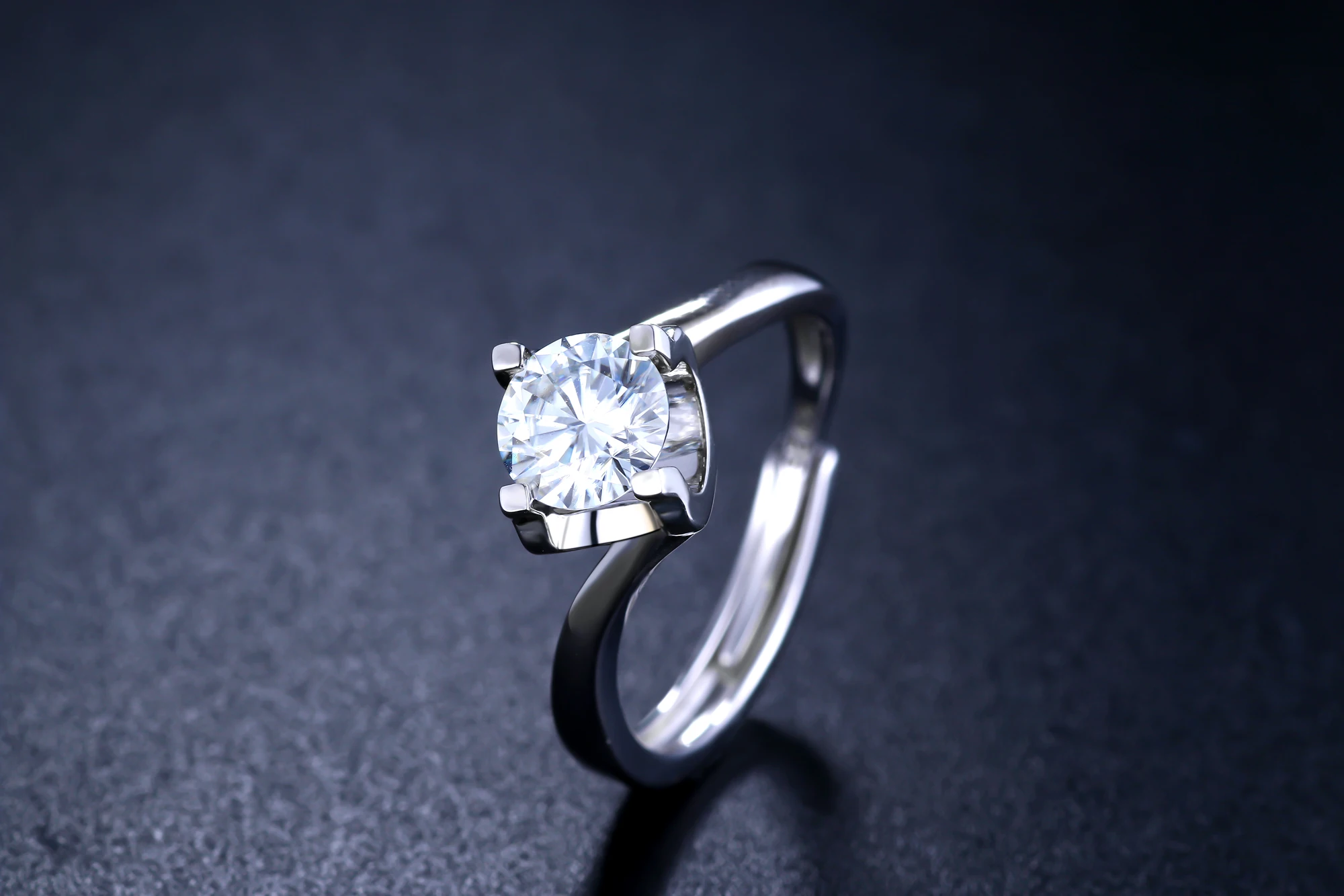Kkmall магазин Круглый Серебряный Муассанит кольцо 1.00ct D VVS роскошный Weding для женщин