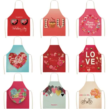 

Free Shipping 1PCS High Quality Cotton Linen Valentine's Day thickened multi-function kitchen apron waterproof & greaseproof