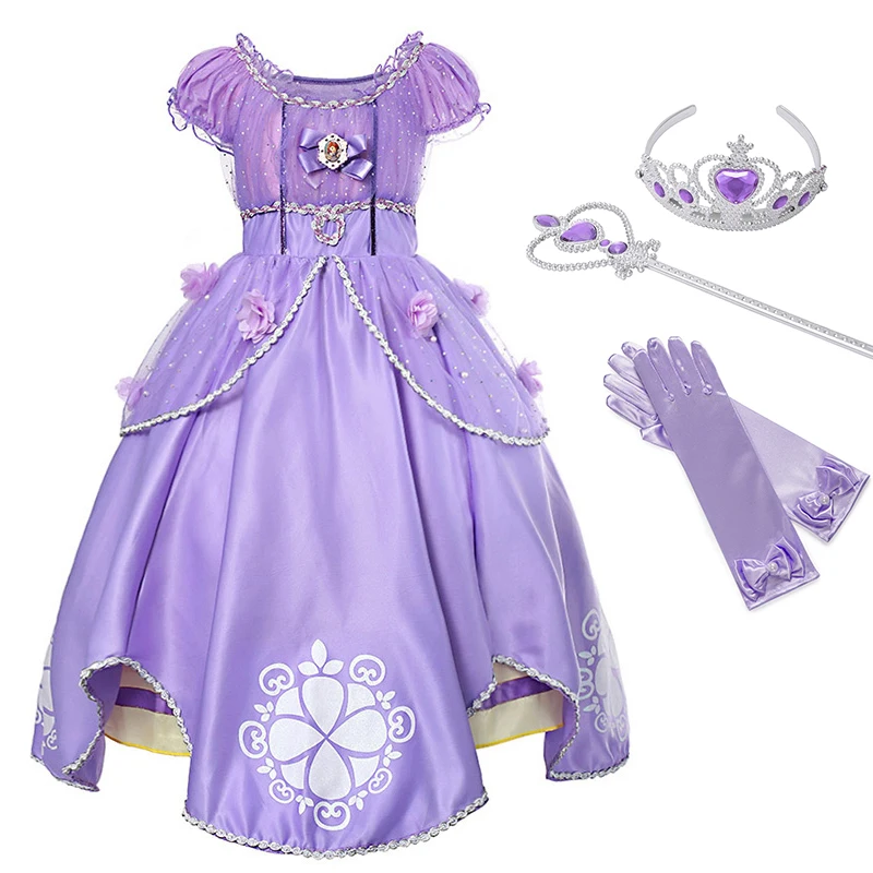 Vestido De Princesa Sofia Com Manga Bufante, Elegante Meninas Para Natal,  Vestido De Baile De Tule Com Lantejoulas, Fantasia De Princesa Para Festa  De Dia Das Bruxas - AliExpress