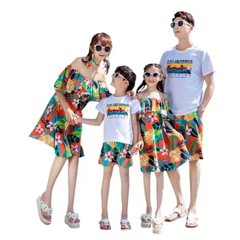

2020 Summer New Fashion Flower mother and daughter beach dress Mommy and Me holiday Dresses Family Look