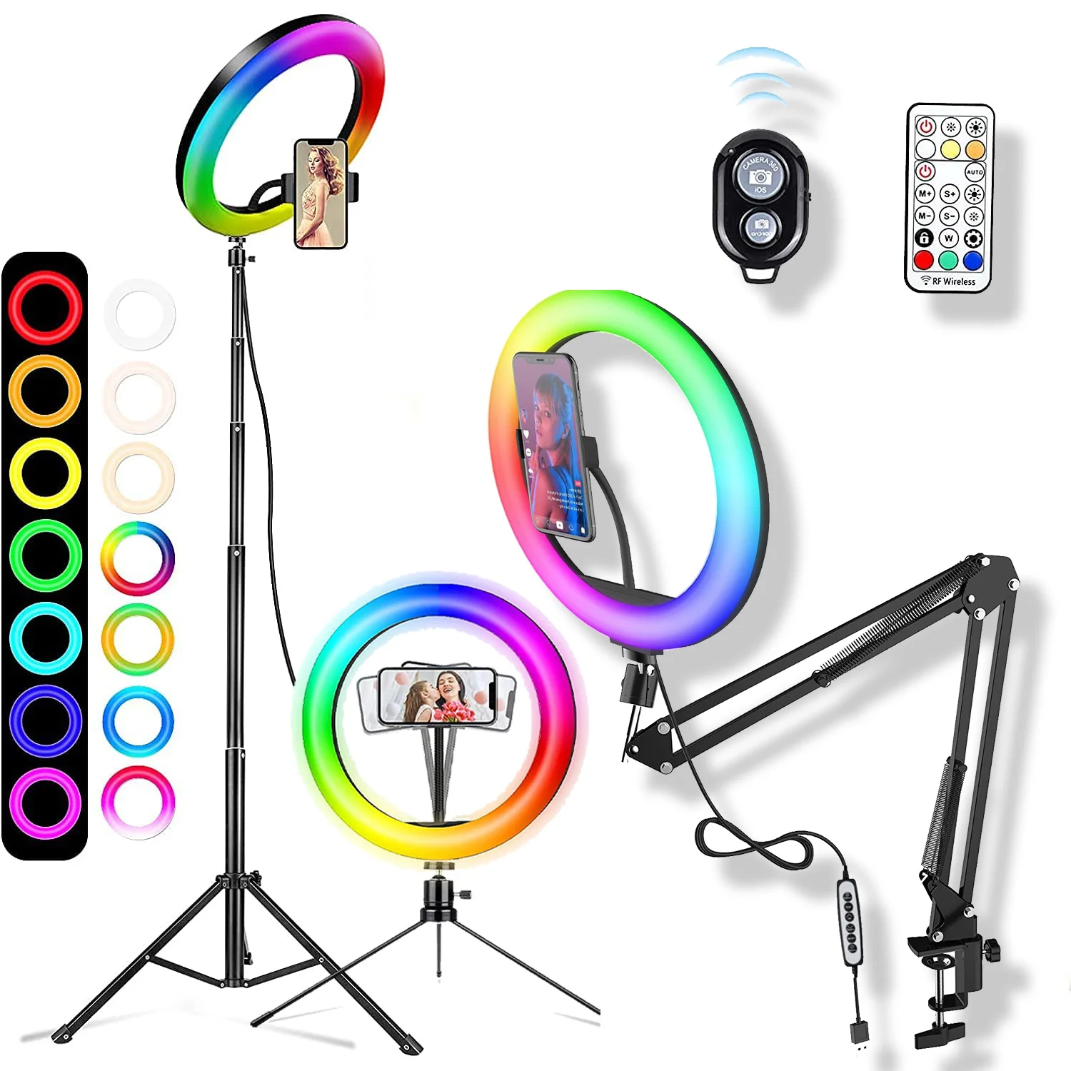 Selfie Ring Light RGB Fill LED RingLight Lamp Photography Lighting With Mobile Holder Tripod Stand For Video Youtube Live | Электроника