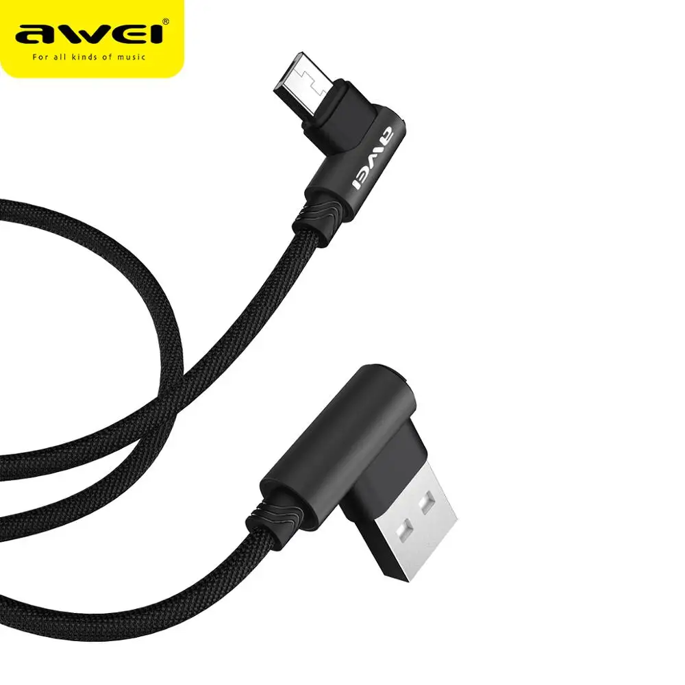 Awei CL-56 USB 90 градусов 1,2 м Быстрая зарядка usb-кабель кабель для передачи данных Быстрая зарядка микро зарядное устройство для телефонов Android для Xiaomi Redmi