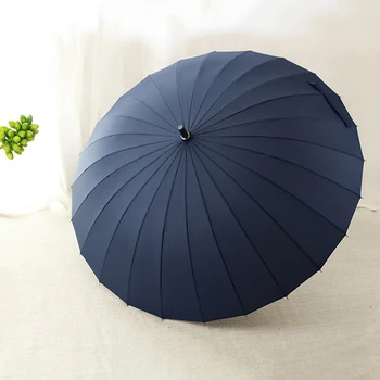 

Rain Umbrella 24 Strong Windproof Glassfiber Frame Wooden Long Handle Umbrellas HKS99