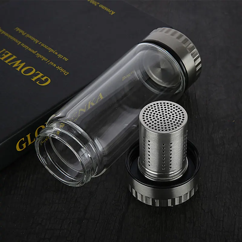 300ml&420ml Glass Water Bottle with Stainless Steel Tea Infuser Filter Leakproof Outdoor Travel Vacuum Flask Business Thermoscup 300ml&420ml Glass Water Bottle with Stainless Steel Tea Infuser Filter Leakproof Outdoor Travel Vacuum Flask Business Thermoscup