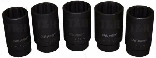 BERGEN-12-Point-Axle-Hub-Nut-Socket-Set-1-2-034-Drive-Thin-Wall-Deep-Impact-Sockets