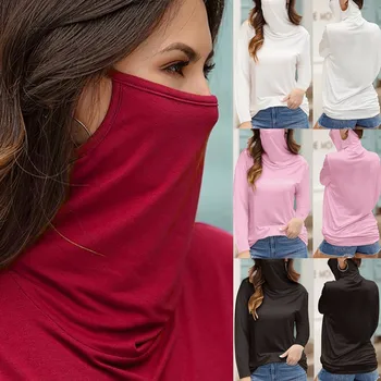 

2020 Women's Casual Loose Round Neck Short Sleeve Face mask Mouth Cover Mask Top T-shirt Sleeve Soild Blouse Tops Women футболка